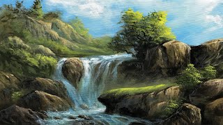 Waterfall Painting | Acrylic Painting Hidden Waterfalls Landscape