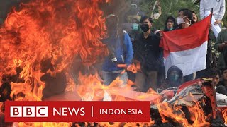 Demo tolak Omnibus Law di berbagai kota berakhir rusuh - BBC News Indonesia