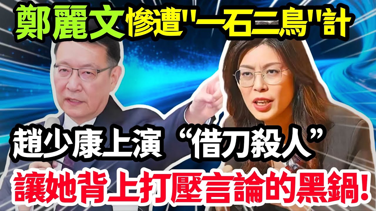 鄭麗文到底冤不冤，慘遭“一石二鳥”計，趙少康上演“借刀殺人”，讓她背上打壓言論的黑鍋，背後竟是向賴清德的“投名狀”！