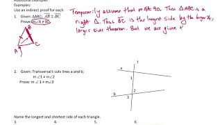 Geometry Indirect Proofs & Triangle Side Relationship & Inequality