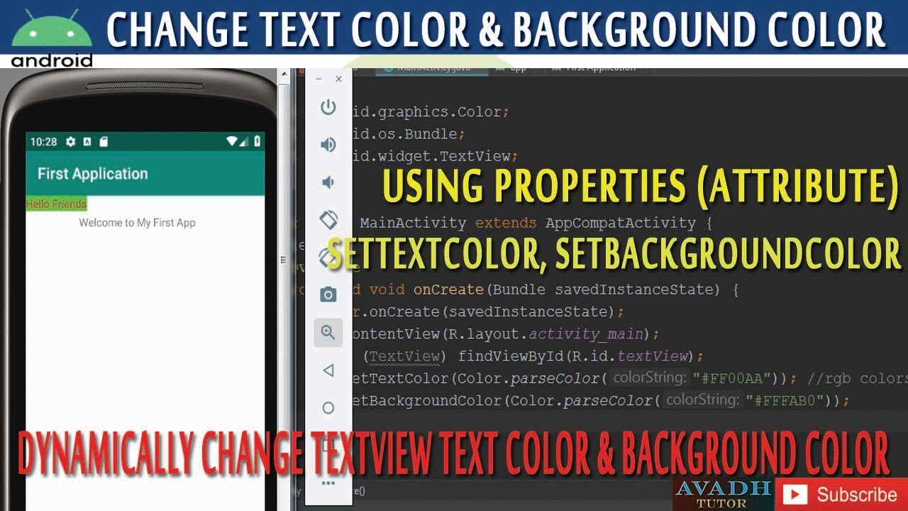 How To Change Text Color In Android Textview || Dynamically Change Textview Background Color Android