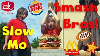 Slow Mo Smash Bros - Fast Food Burgers | Gabe and Garrett