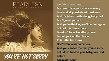 You're Not Sorry | Taylor Swift | Taylor's Version