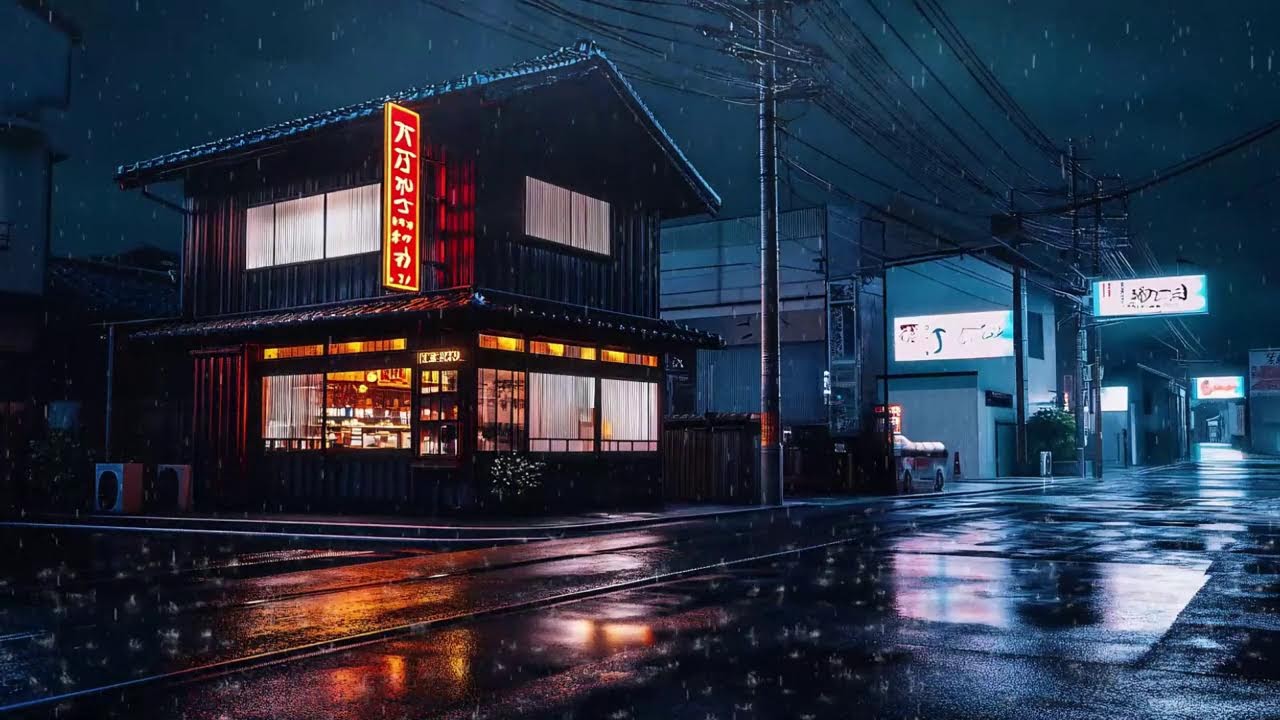 Midnight Japanese Ambience 🌙 Rainy Lofi Music for Reading & Sleep