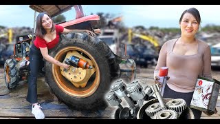 Full video 3 days: Genius mechanical girl Repairs and restores wooden trucks