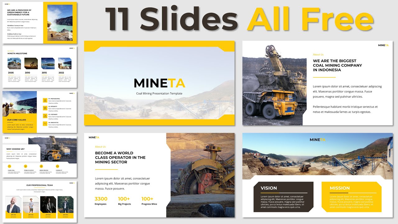 Template PPT Tambang Simpel Kualitas Premium - PPT Templates