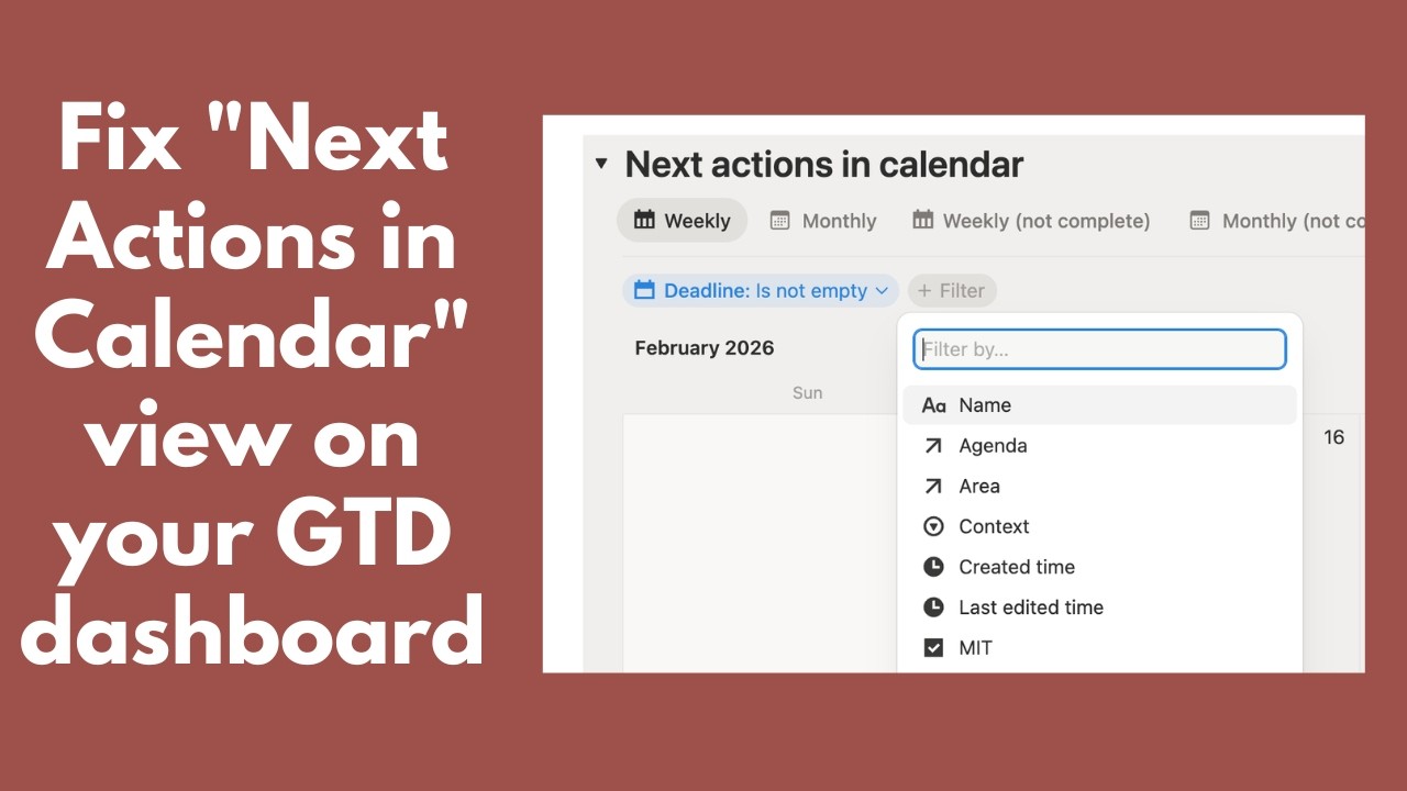 Fix "Next Actions in Calendar" view on your GTD dashboard - YouTube