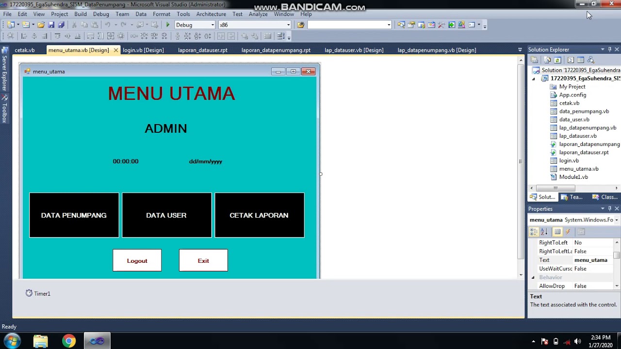 Project UAS Pemrograman Visual Data Penumpang STMIK Royal Kisaran - YouTube