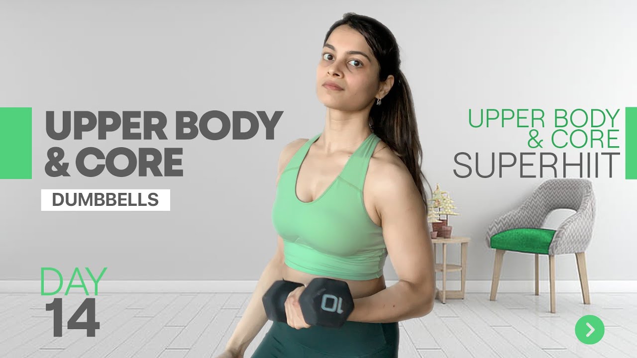 15 MIN No Repeat UPPER BODY & CORE Dumbbells HIIT WORKOUT - Day 14 of ...