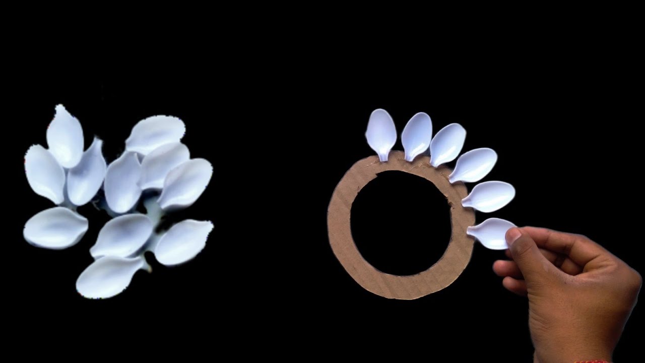 Diy Spoons Photo Frame/Re-use cardboard/Hand craft/Viral video - YouTube