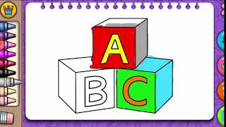 CARA BELAJAR Menggambar dan Mewarnai Huruf ABJAD ABC untuk Anak