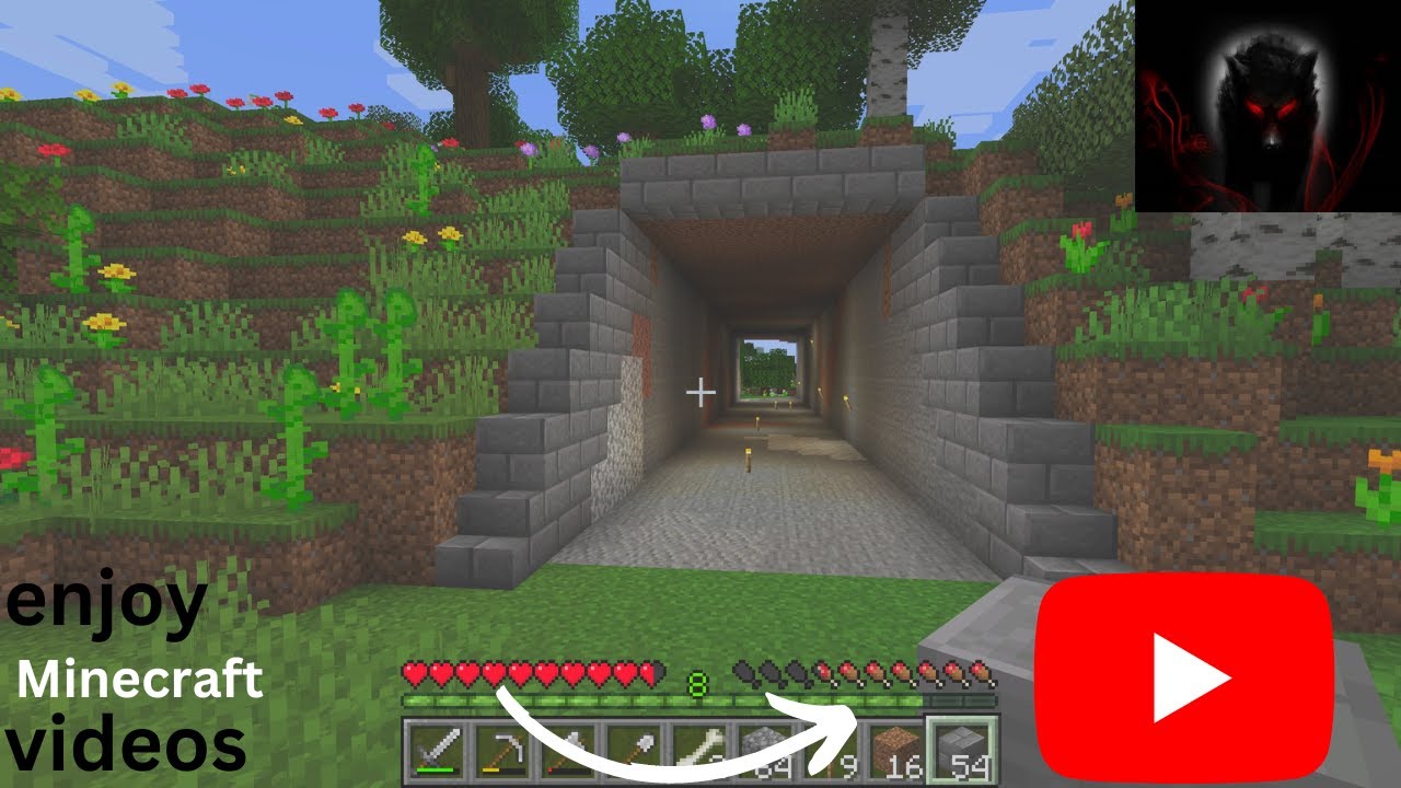 Minecraft finish digging the tunnel out. - YouTube