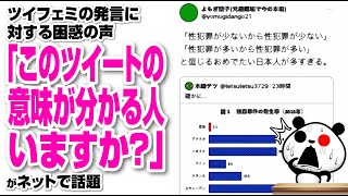 ツイフェミの発言に対する困惑の声「このツイートの意味が分かる人いますか？」が話題