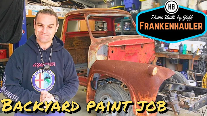 Backyard spray painting - 1954 Ford F600 Car Hauler Build part 15