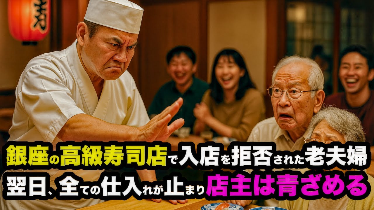 銀座の高級寿司店で入店を拒否された老夫婦。翌日、全ての仕入れが止まり店主が青ざめる。【感動する話 】