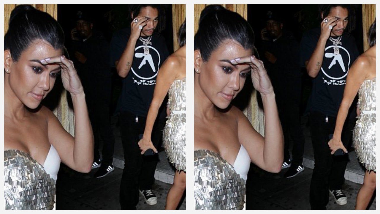 Kourtney Kardashian turns up the heat as she slips her slender frame into a bedazzled mini dress during night out ...