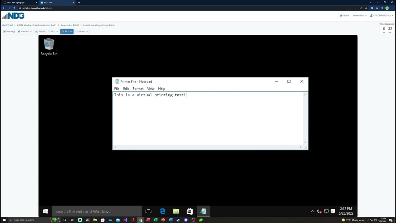 Net Lab System Installing a Virtual Printer Windows 10