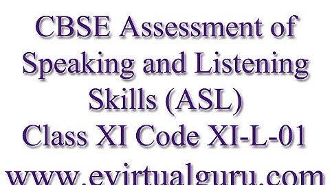 CBSE Assessment of Speaking and Listening Skills (ASL) Class XI Code XI-L-01 Audio 1