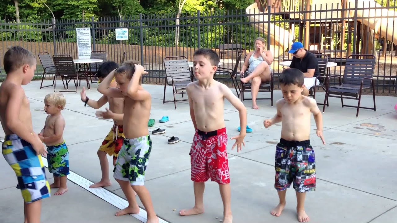 20130614 Boys dancing at pool YouTube