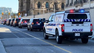 Many Police Vehicles from Ottawa PD responding in a Parliamentary Escort