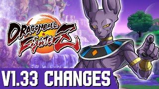 [DBFZ] Beerus ALL v1.33 patch changes