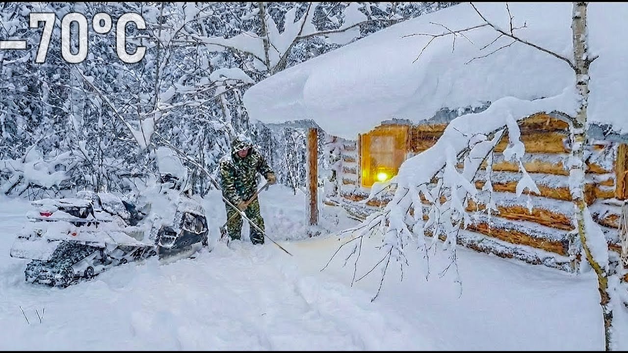 Surviving in a Wooden House During a Heavy SNOWSTORM | Stone Mountain Cabin Survival