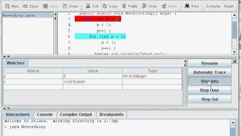 Nested for loops in Dr. Java.