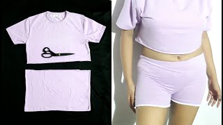 DIY Shorts From T-shirt | टी-शर्ट से ladies बॉक्सर