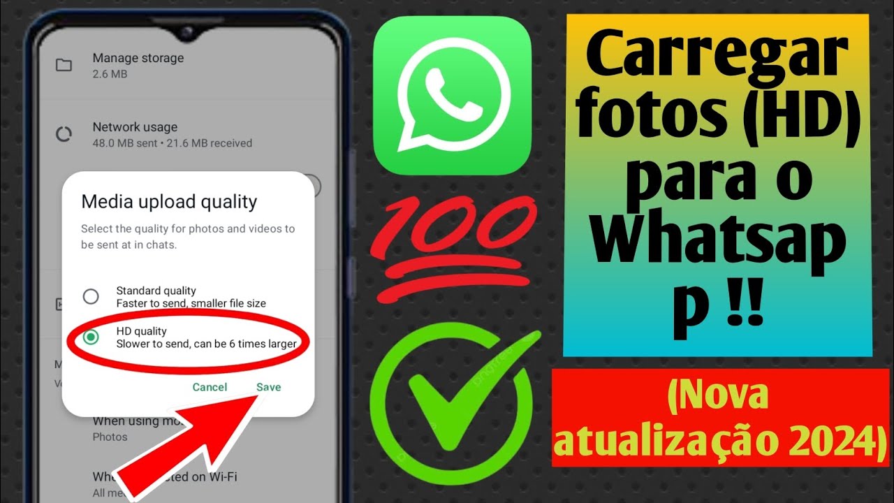 Como fazer upload de fotos de alta qualidade (HD) no WhatsApp!!(nova ...