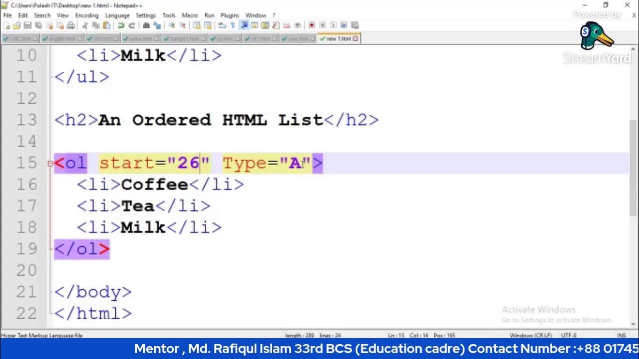 how to make order list and Unorder list with HTML tags|HTML ICT Class-3 ...