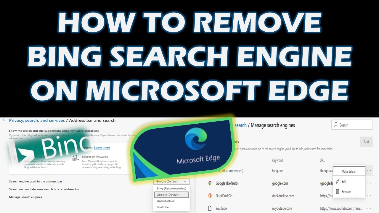 how to get rid of bing on microsoft edge