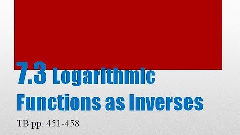 Ch.7 Lesson 3 Logarithmic Function as Inverses