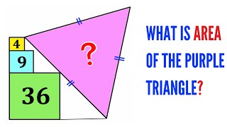 Can you find area of Purple triangle? | Three Squares | (StepbyStep explanation) | #math #maths
