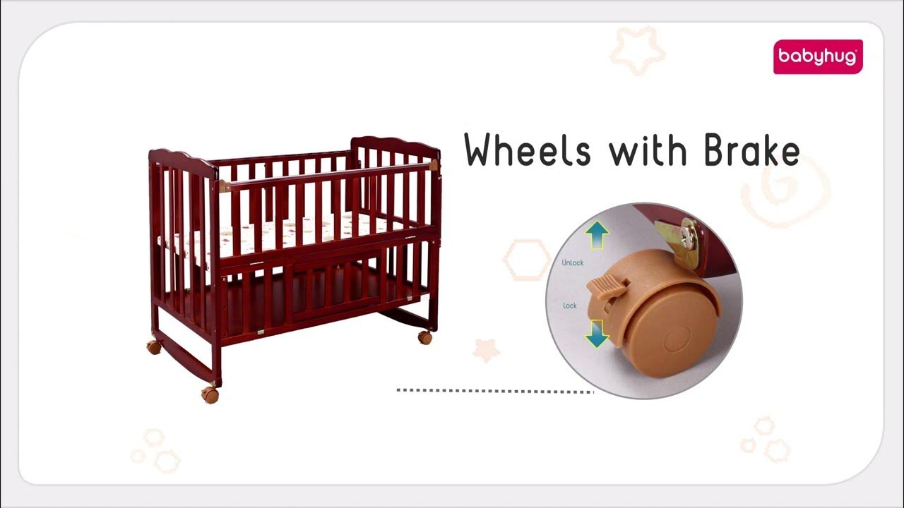 Babyhug Montana Wooden Cot Cum Rocker with Mosquito Net YouTube