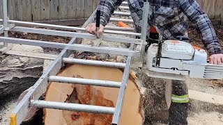 how to mill a log with an Alaskan mill... the whole process