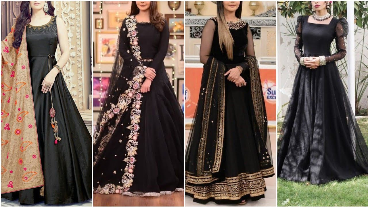 Very beautiful Long frocks design and party Wear black frocks design ...
