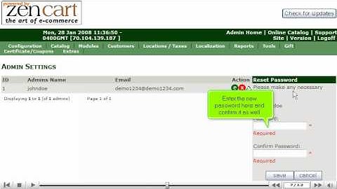 How to change your admin password in ZenCart - Zencart Tutorial