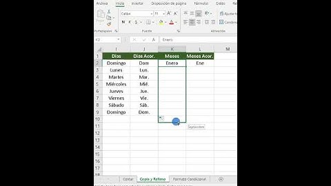 Guía Excel - Rellenar días y meses