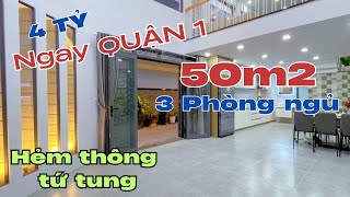 Ngay Quận 1| 50m2 đất, 3 Phòng ngủ, có Phòng ngủ dưới trệt, hẻm thông tứ tung chỉ 4,65 tỷ