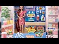 💗 Barbie Doll Shopping with Mini Groceries 🥤🍪🌈 Barbie Supermart Pretend Play for Kids ✨