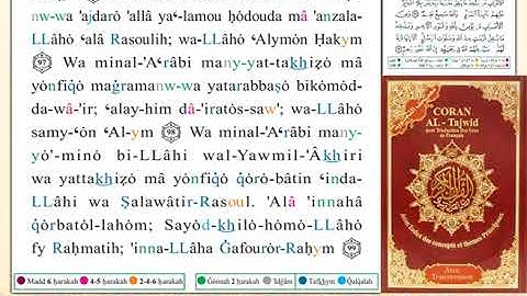 ختمة من مصحف التجويد باللغة الفرنسية الصفحة رقم 202
