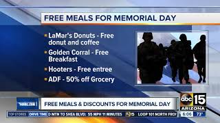 Discounts, freebies for veterans on Memorial Day