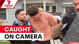 Fugitive caught after hour-long Liverpool chase | 7NEWS