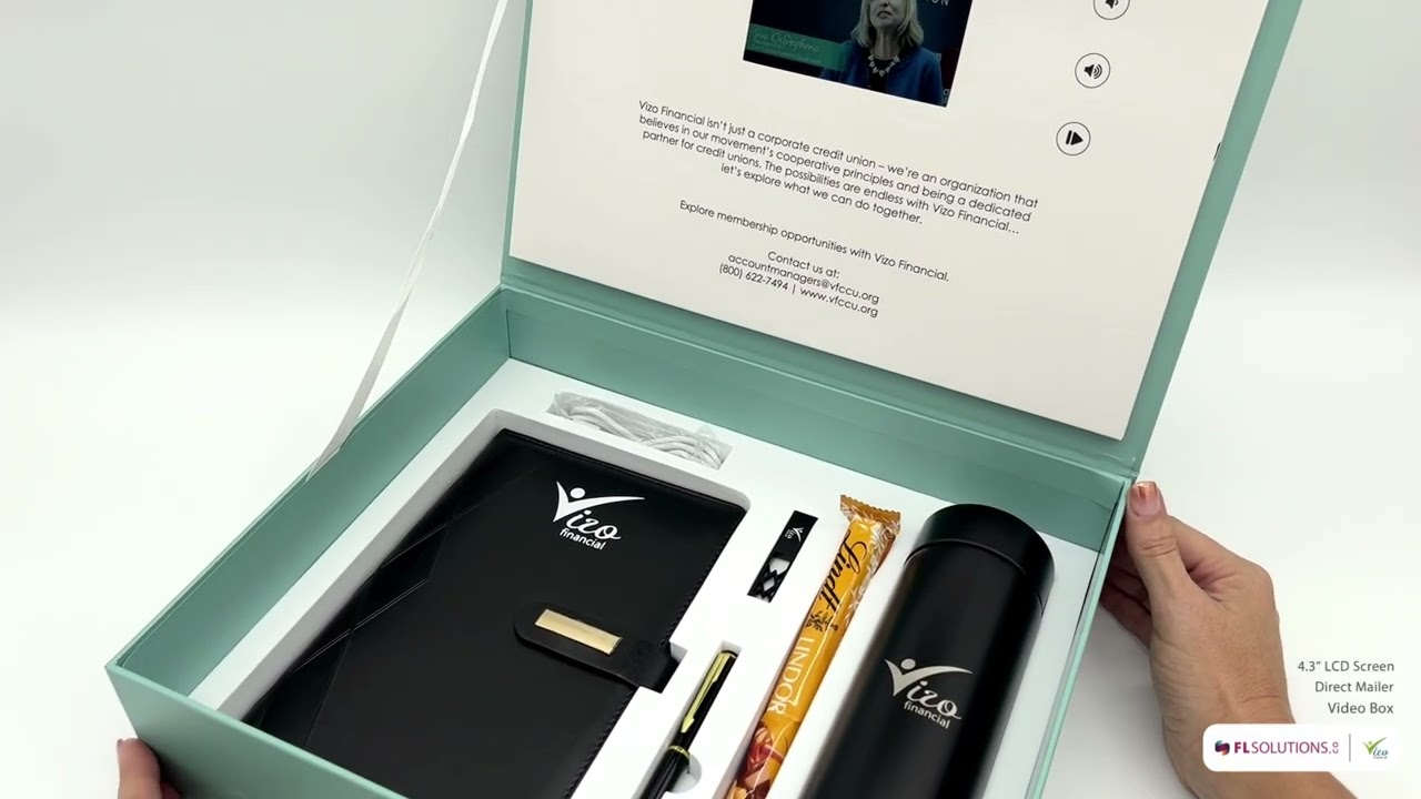 Vizo Financial Holiday Video Gift Box | Custom Foam Insert, 4.3" LCD | Video Box | FL Solutions