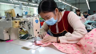 : Kids Rain Jacket Mass Production Process,Skilled Chinese Workers.