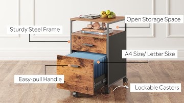 DEVAISE | Rustic Brown 2 Drawer Wood File Cabinet with Open Storage Shelf