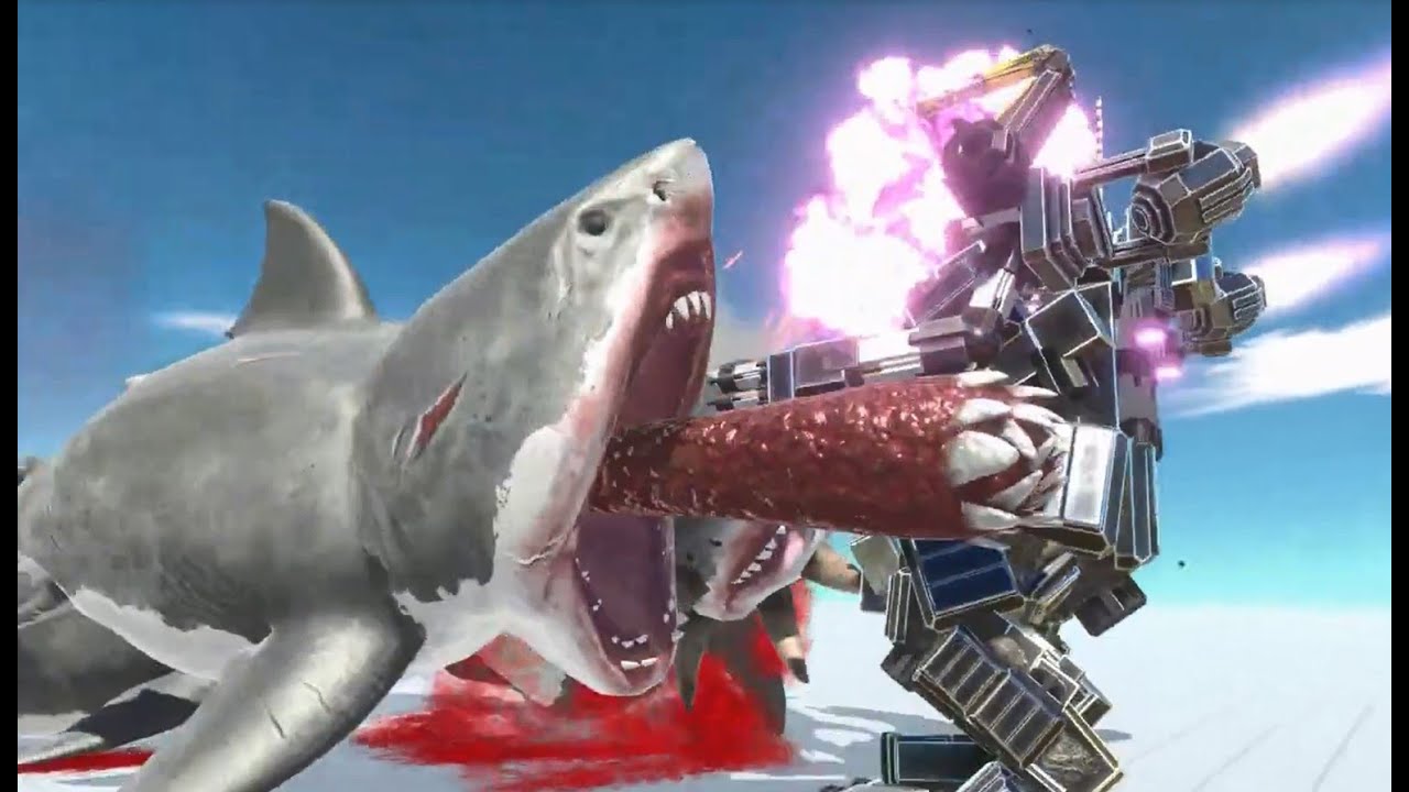 Scary Mutant Megalodon VS Battle Bot Alien Death Run VS Orca   Animal Revolt Battle Simulator