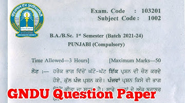 Gndu BA / Bsc 1st Semester Punjabi Compulsory  Question Paper || Ba / Bsc 1st sem Punjabi Paper 2021