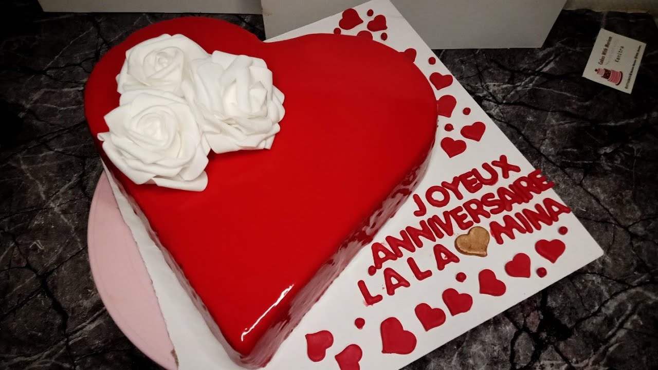 entremet glaçage miroir كاطو كلاصي   ♥️ لذيذ جدا ب كلاصاج ميروار أحمر قلب