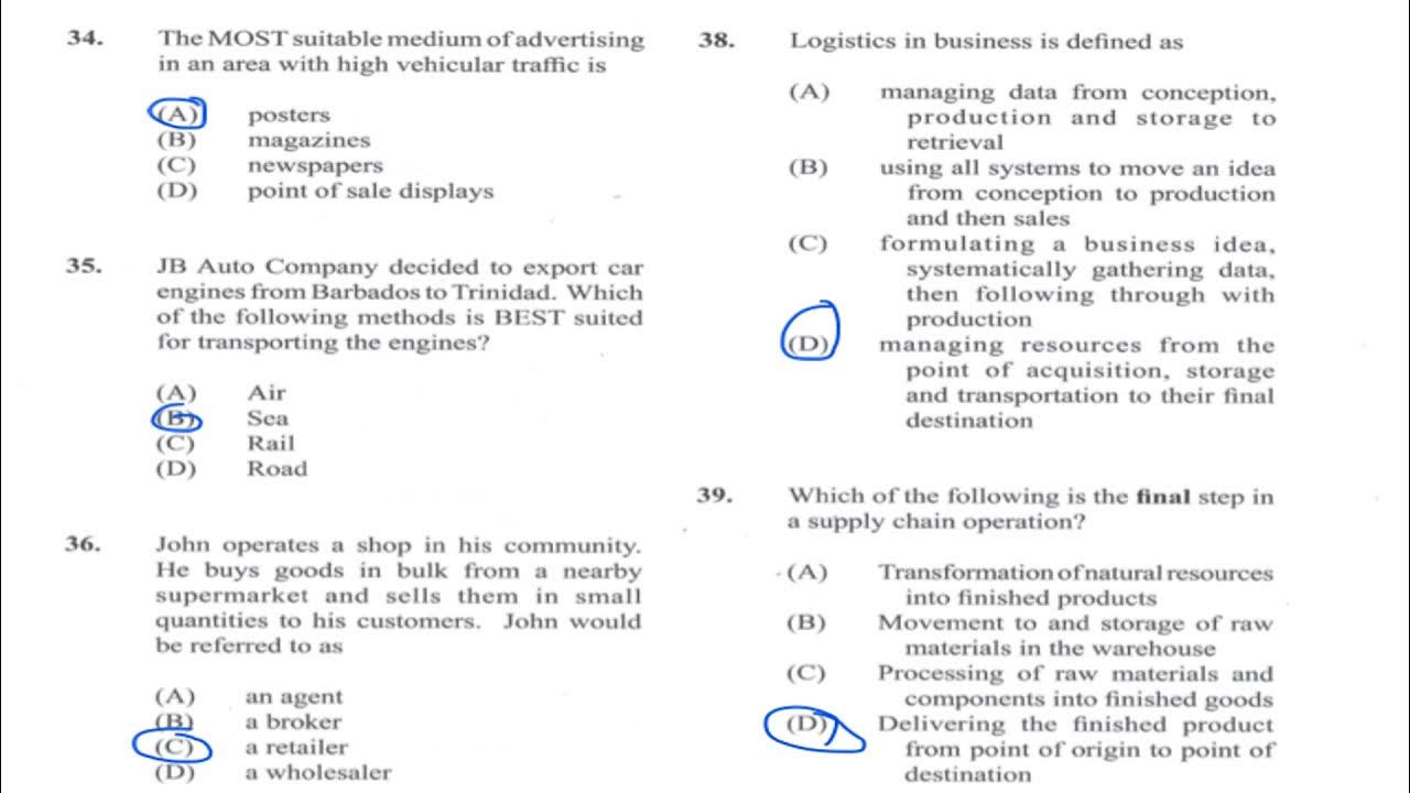 CSEC Principles of Business Paper 1 July 2021 YouTube